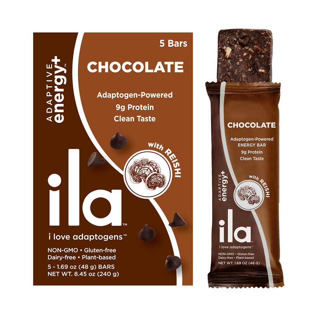 Adaptogen Chocolate Bars In A 5 Count Box With Clean Ingredients
