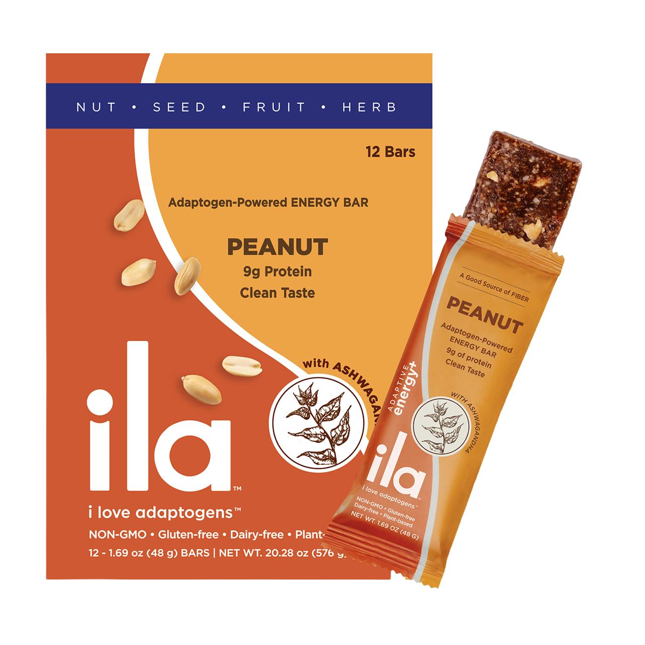 Peanut Energy Bars In A 12 Count Box With Clean Ingredients